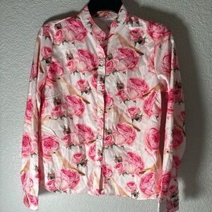 Floral Button-Up Shirt with roses  Print